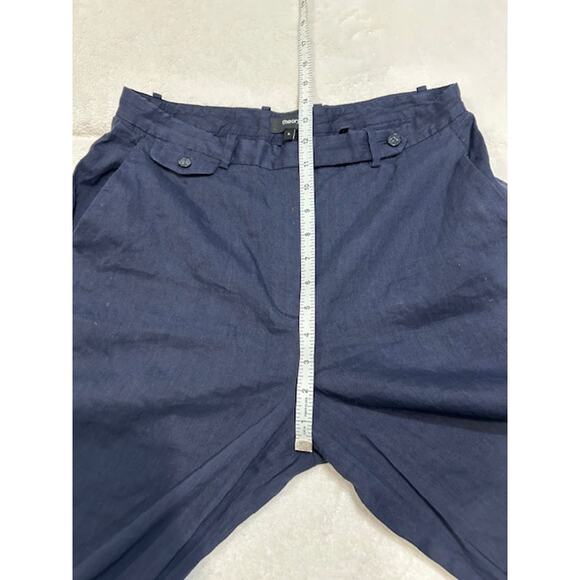 THEORY Navy Blue Wideleg Flare Linen Viscose Blend Cropped Pants Women's Size 6 - Picture 6 of 15